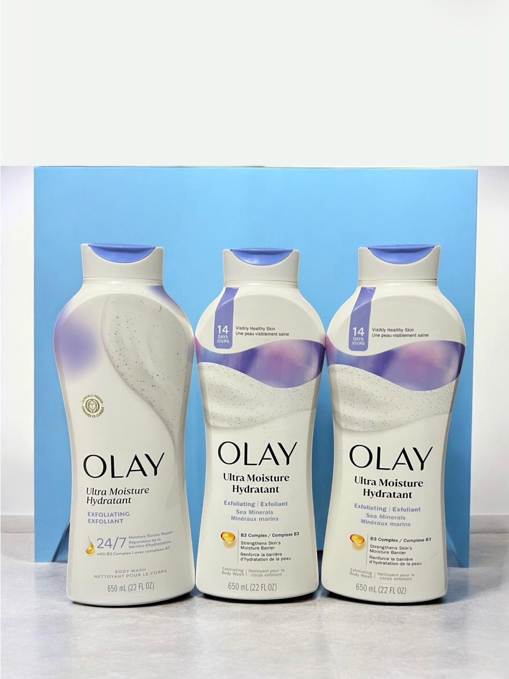 3 OLAY Ultra Moisture Body Wash – White with Purple Accents